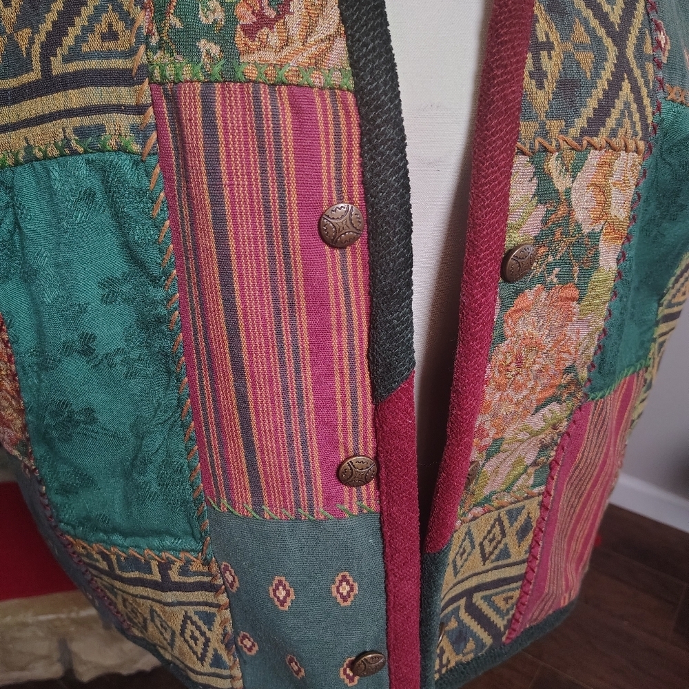 Vintage Stonebridge Patchwork Vest With Floral Pa… - image 2